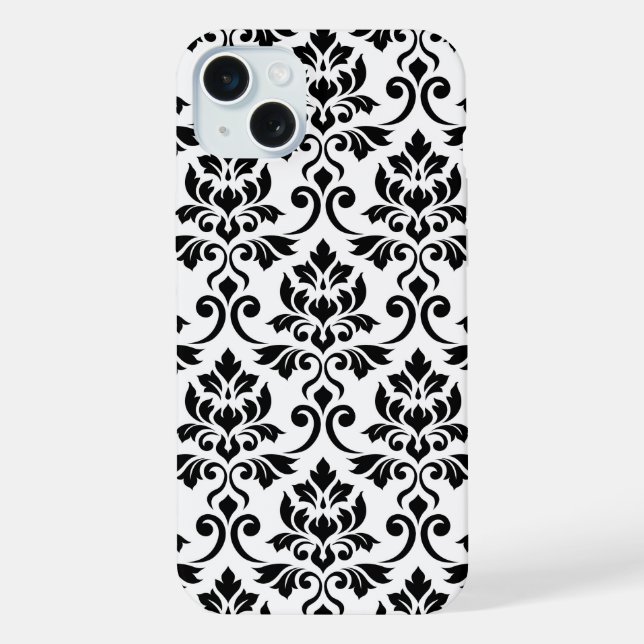 Funda Para iPhone Feuille Damask Lg Pattern Black on White (Reverso )