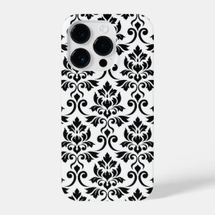Funda Para iPhone 14 Pro Feuille Damask Lg Pattern Black on White