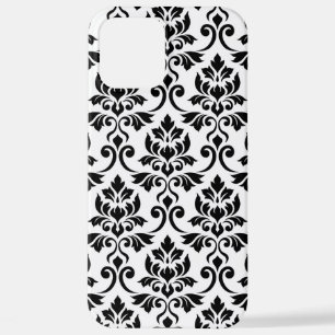 Funda Para iPhone 12 Pro Max Feuille Damask Lg Pattern Black on White