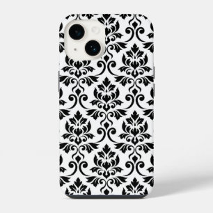 Funda Para iPhone 14 Feuille Damask Lg Pattern Black on White