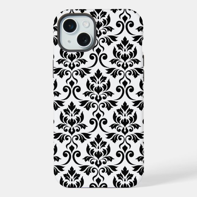 Funda Para iPhone Feuille Damask Lg Pattern Black on White (Reverso )