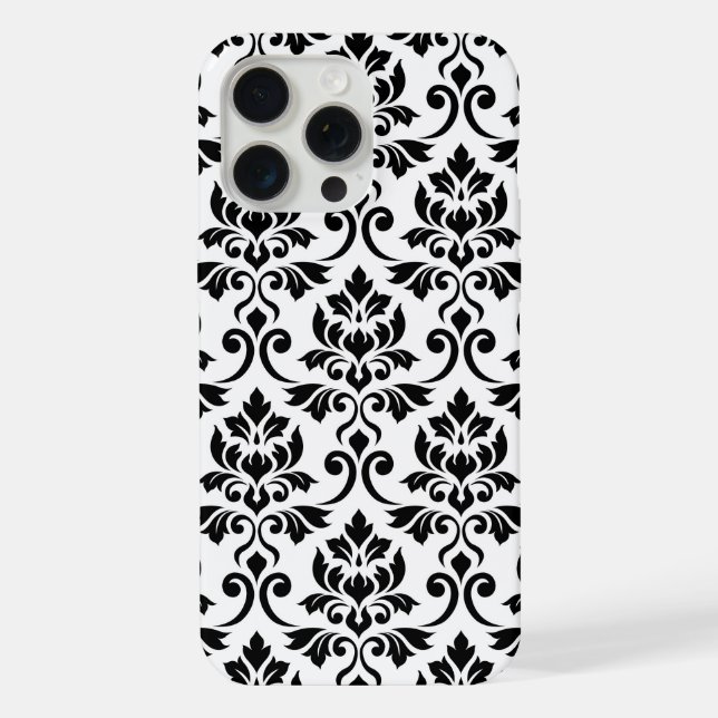 Funda Para iPhone Feuille Damask Lg Pattern Black on White (Reverso )