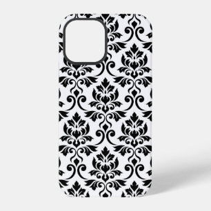 Funda Para iPhone 12 Pro Feuille Damask Lg Pattern Black on White