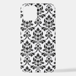Funda Para iPhone 12 Feuille Damask Lg Pattern Black on White