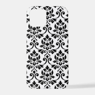 Funda Para iPhone 12 Pro Feuille Damask Lg Pattern Black on White