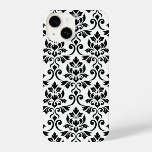 Funda Para iPhone 14 Feuille Damask Lg Pattern Black on White