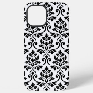 Funda Para iPhone 12 Pro Max Feuille Damask Lg Pattern Black on White