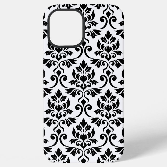 Funda Para iPhone Feuille Damask Lg Pattern Black on White (Reverso )