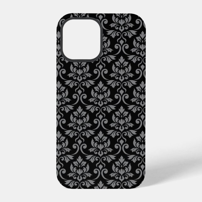 Funda Para iPhone Feuille Damask Pattern Gray en negro (Reverso )