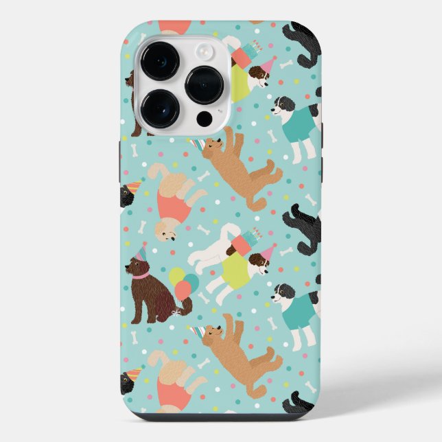 Funda Para iPhone Fiesta de cumpleaños de Labradoodle / Goldendoodle (Reverso )
