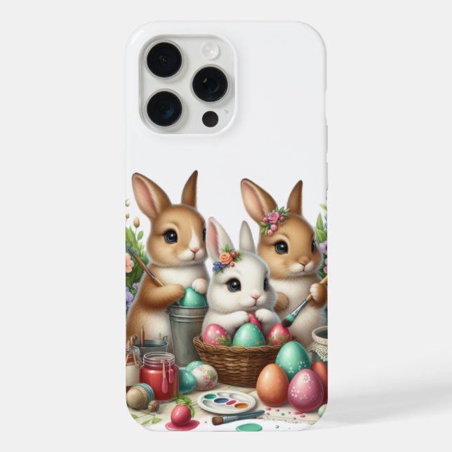 Funda Para iPhone Fiesta de pintura Cute, Conejo de Pascua/Primavera (Reverso )