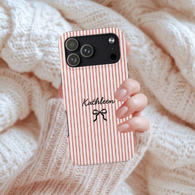 Funda Para iPhone Fiesta de soltera con rayas rojas en acuarela vint (gift to mom, gift to nurse, gift to bridesmaid, nurse appreciation, graduation gift, birthday gift)