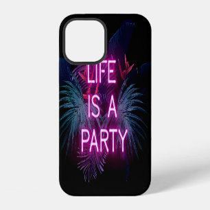 Funda Para iPhone 12 Fiesta tropical, hojas de palma de neón.