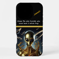 Figura de alienígena dorado entre los anillos cósm