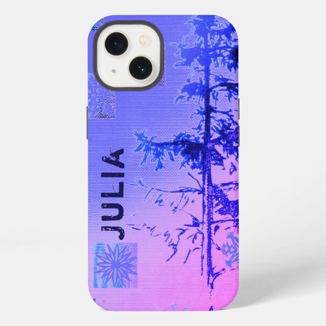 Funda Para iPhone Fir Tree & Snowflakes & Your Name (Reverso )