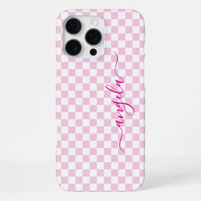 Funda Para iPhone Firma a cuadros rosa pálido (Reverso )