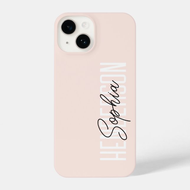Funda Para iPhone Firma de guión monográfico Rubor rosa (Reverso )