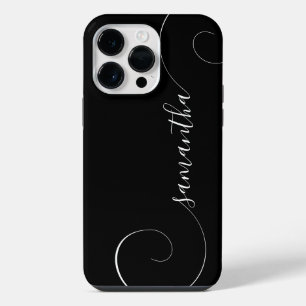 Funda Para iPhone 14 Pro Max Firma rizada en blanco y negro