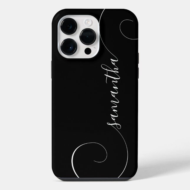 Funda Para iPhone Firma rizada en blanco y negro (Reverso )