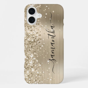 Funda Para iPhone 16 Plus Firme Femenina Metálica Dorada Brillante