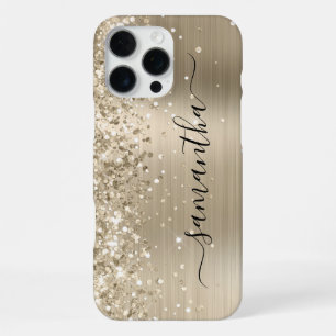 Funda Para iPhone 16 Pro Max Firme Femenina Metálica Dorada Brillante