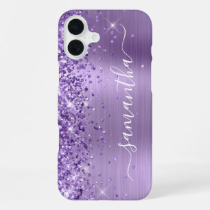 Funda Para iPhone 16 Plus Firme Glam Glamuroso Lila Brillante