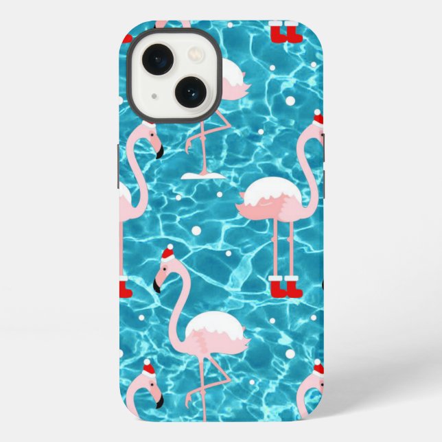 Funda Para iPhone flamenco de navidad santa (Reverso )