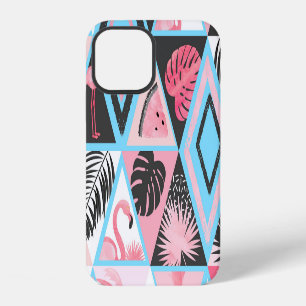 Funda Para iPhone 12 Flamenco tropical parchado, patrón de palma.