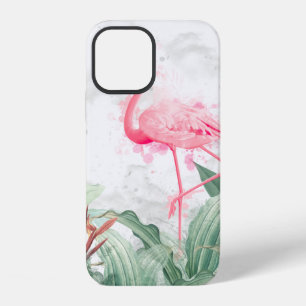 Funda Para iPhone 12 flamencos en plantas tropicales sobre un fondo tex