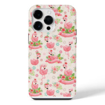Flamencos y flores tropicales