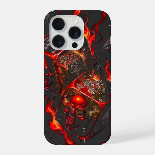 Funda Para iPhone Flaming Skull Dice - High Stakes Rebel Graphic (Reverso )
