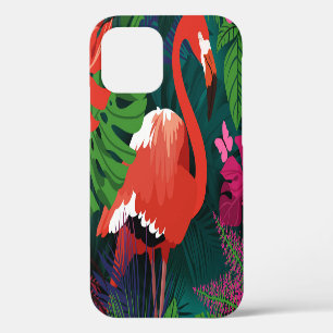 Funda Para iPhone 12 Flamingo rosa: Armonía de mariposa tropical.