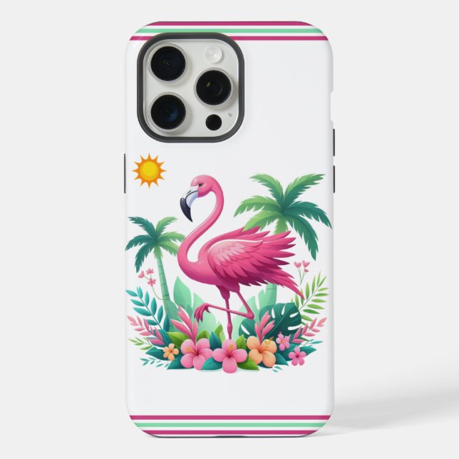 Funda Para iPhone Flamingo rosa de Florida/Tropical (Reverso )