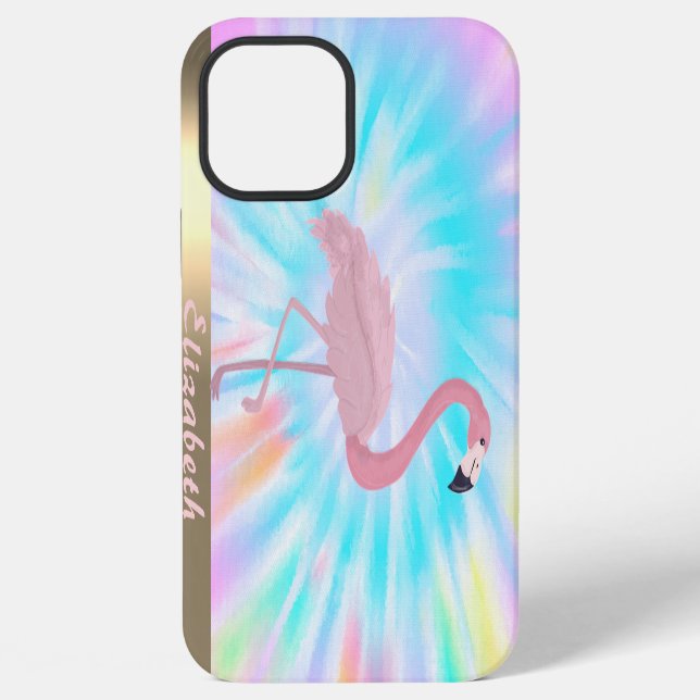 Funda Para iPhone Flamingo Rosa Moderno Tie Dye (Reverso )