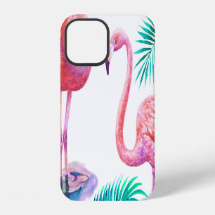 Funda Para iPhone 12 Flamingos Tropicales: Orquídeas Acuarela Sin Costu