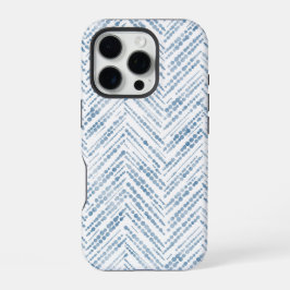 Funda Para iPhone 16 Pro Flechas de chevron blancas azules para el estuche 