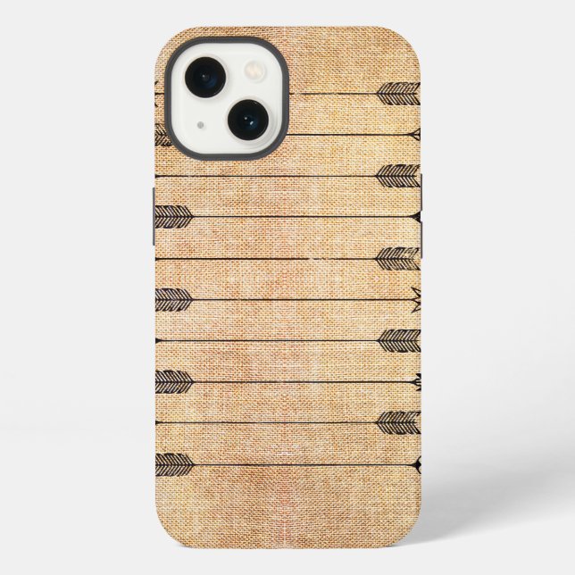 Funda Para iPhone Flechas de lino rústico hipster (Reverso )