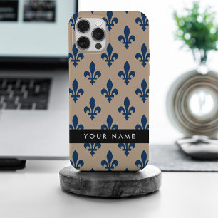 Fleur de Lis, Azul Marino sobre Beige, Real, Tu No