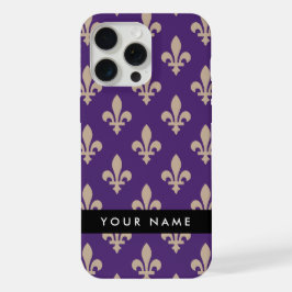 Fleur de Lis, Beige on Purple, Royal, Your Name
