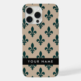 Fleur de Lis, Green on Beige, Royal, Your Name