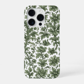 Funda Para iPhone 16 Pro fleurs et feuilles vertes