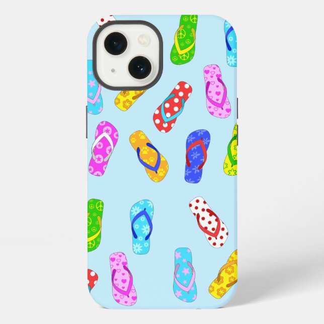 Funda Para iPhone Flip Flop Pattern Estuche para iPhone Blue Funda-M (Reverso )