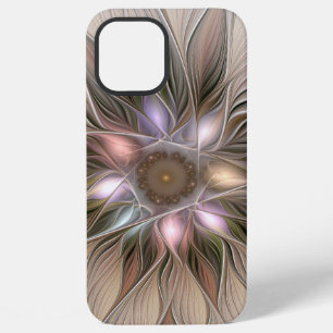 Funda Para iPhone 12 Pro Max Flor abstracta alegre beige marrón fractal floral
