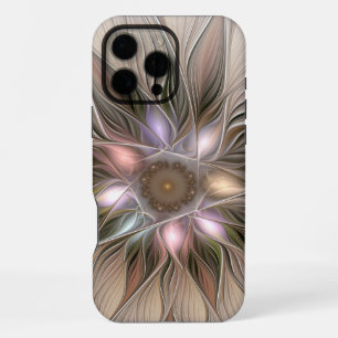 Funda Para iPhone 16 Pro Max Flor abstracta alegre beige marrón fractal floral