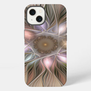 Flor abstracta alegre beige marrón fractal floral