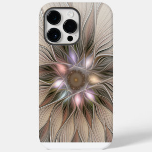 Funda Para iPhone 14 Pro Max Flor abstracta alegre beige marrón fractal floral