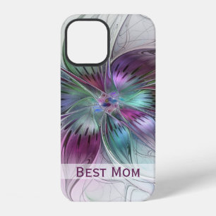 Funda Para iPhone 12 Flor Abstracta Colorida Floral Fractal Mejor Mamá