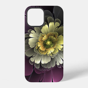 Funda Para iPhone 12 Flor abstracta moderna purpura gris khaki fractal
