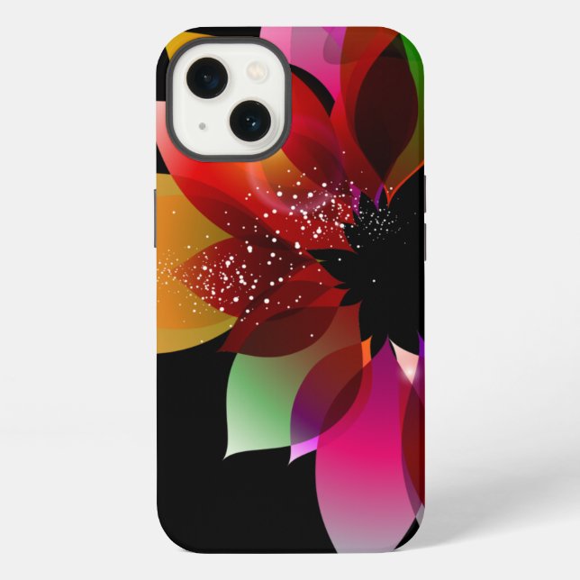 Funda Para iPhone Flor abstracta sobre negro (Reverso )