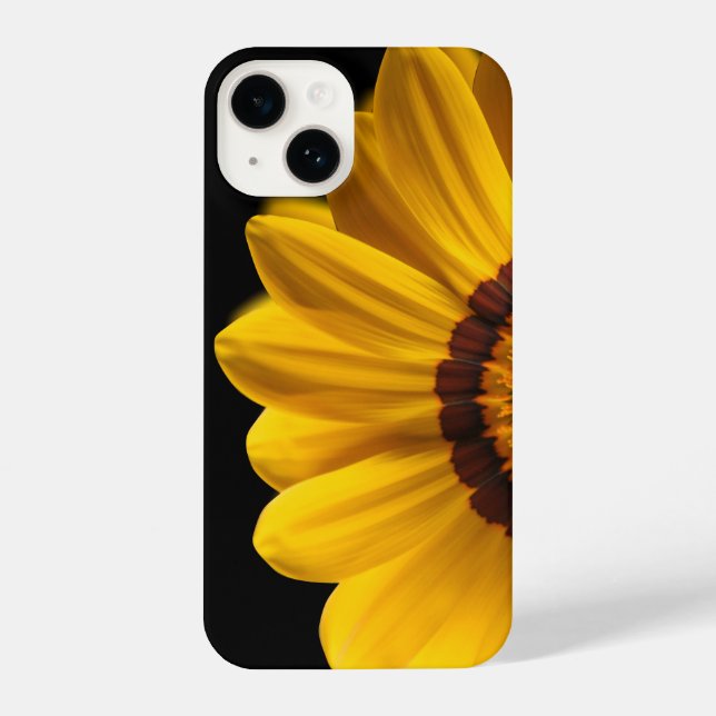 Funda Para iPhone Flor amarilla sobre fondo negro (Reverso )